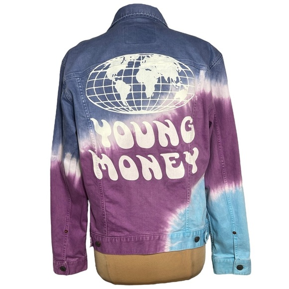 AE x Young Money Tie Dye Denim Jacket Sz M Exclusive Collab Lil Wayne Drake - Picture 3 of 7
